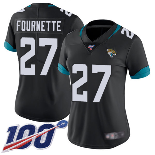 Nike Jacksonville Jaguars #27 Leonard Fournette Black Team Color Women Stitched NFL 100th Season Vapor Limited Jersey->women nfl jersey->Women Jersey